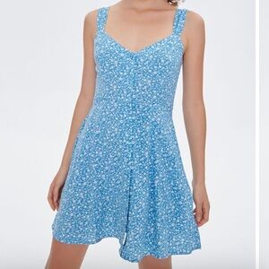 Forever 21 blue floral skater dress size small